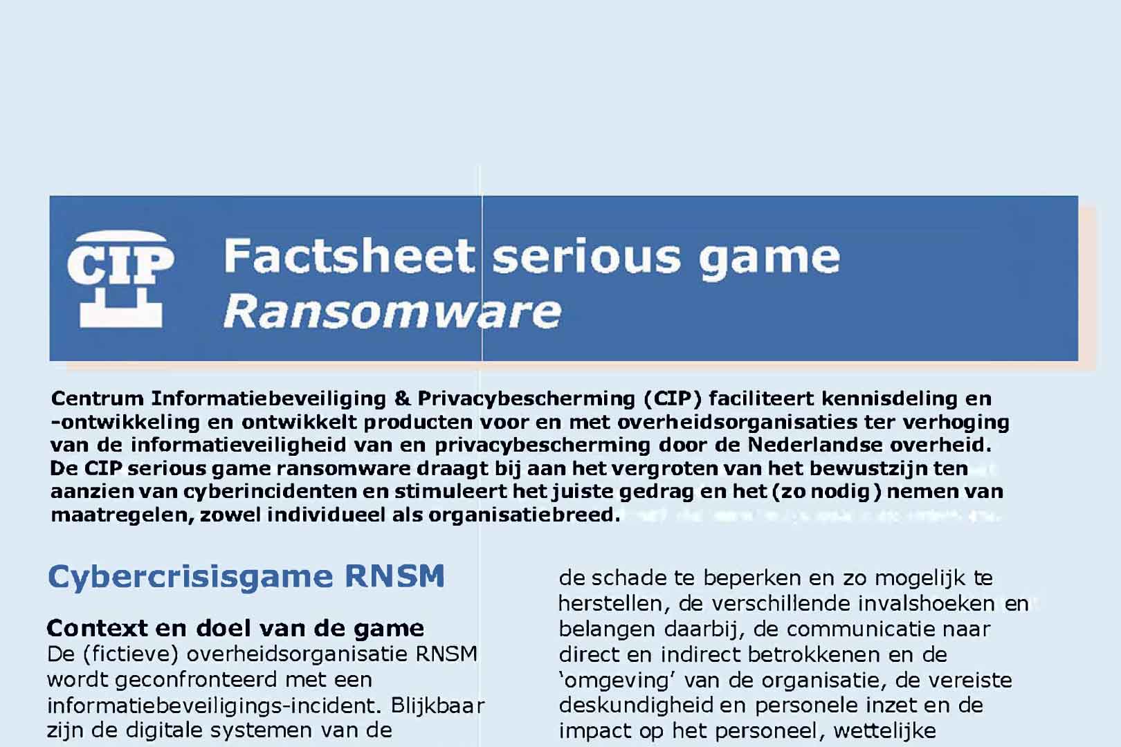 Project CIP - Ransomware Serious Game